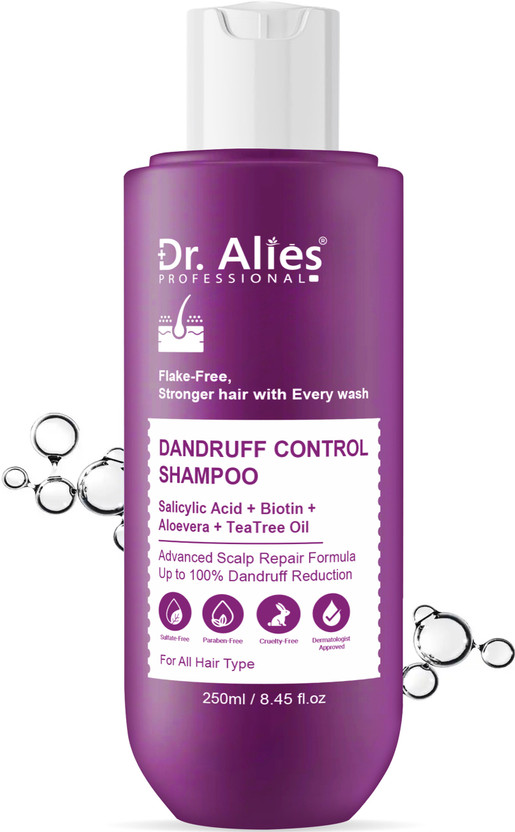 Dr. Alies Professional Anti-Dandruff Shampoo - Upto 100% Dandruff Reduction with Salicylic Acid, Biotin(250 ml)