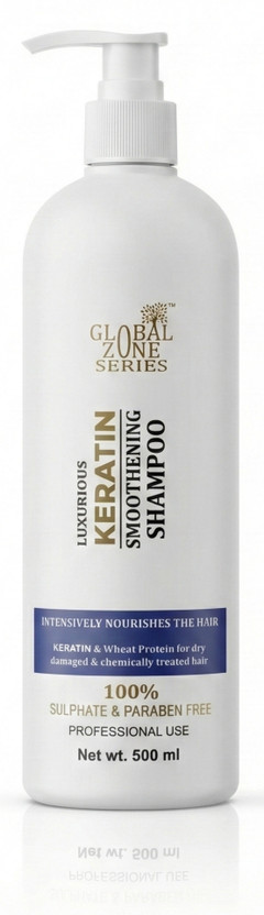 GLOBAL ZONE SERIES Luxurious Keratin Smoothening Shampoo, Sulfate-Free, Anti-Frizz Formula(500 ml)