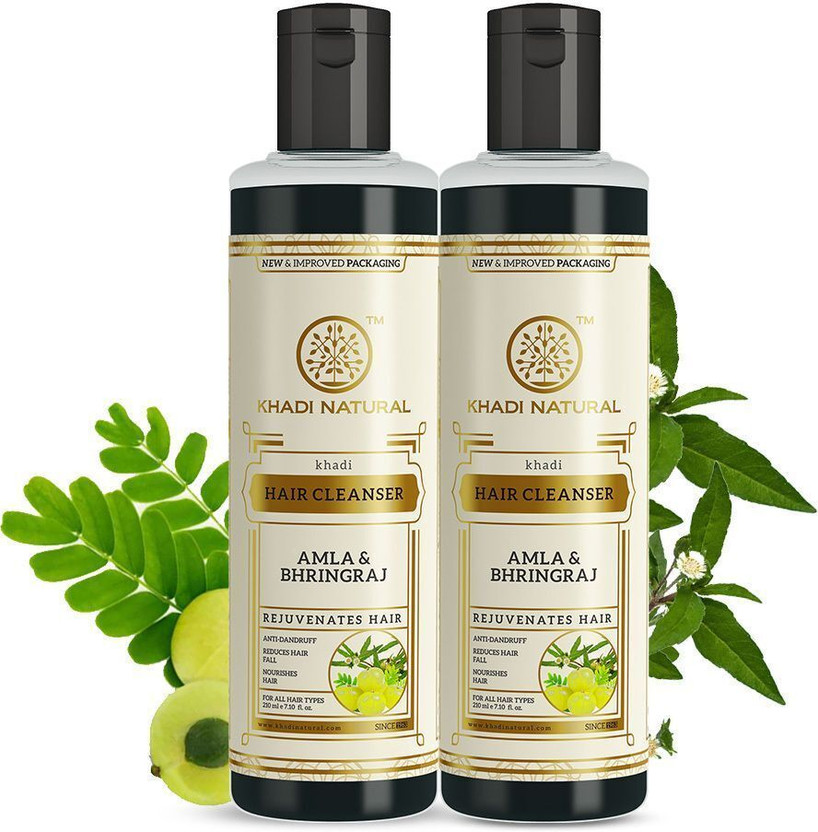 KHADI NATURAL Amla & Bhringraj Hair Cleanser for Healthy Hair Care Pack of 2(420 ml)