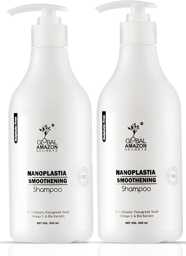Global Amazon Secrets Nanoplastia Smoothening Shampoo combo 500ml each (pack of 2)(1000 ml)