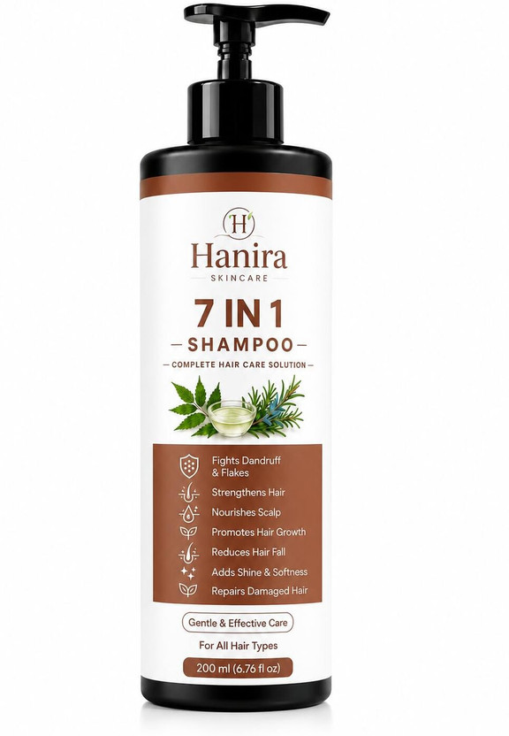 Hanira Skincare 7 in 1 Shampoo for Hair Fall Control, Anti Dandruff & Flakes(200 ml)