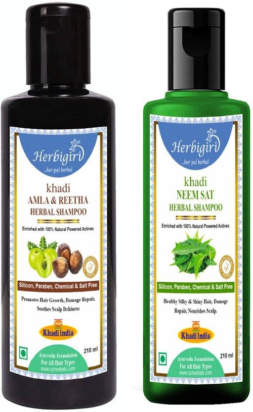 Herbigiri Khadi Amla Reetha & Neem Sat Shampoo(2 pc, 210ml) Price in