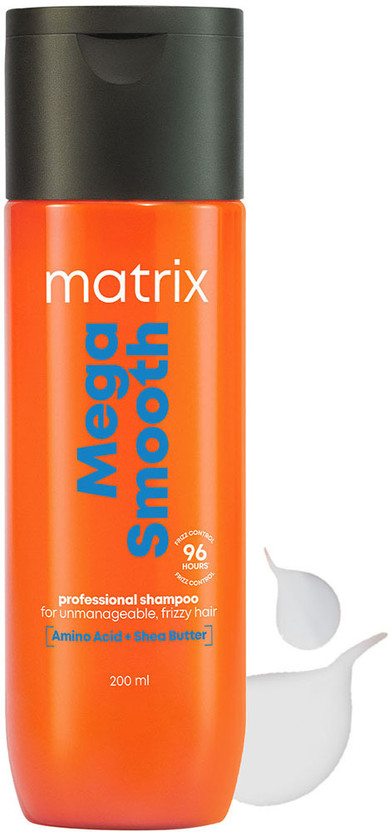 MATRIX Mega Smooth Shampoo for Frizzy Hair, Defy Frizz for 4 Days(200 ml)