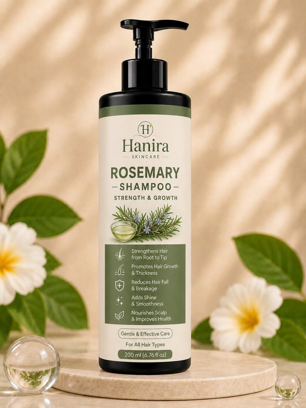 Hanira Skincare Rosemary Shampoo for Hair Strength & Growth | Nourishes Scalp, Smoothness(200 ml)