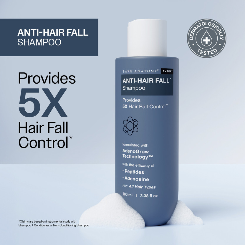 BARE ANATOMY Anti Hair Fall Shampoo | 5x Hair Fall Control & Growth with Biotin, Adenosine(100 ml)