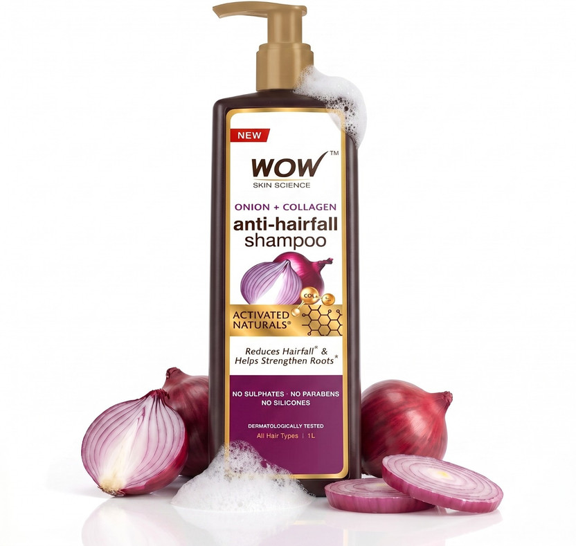 WOW WOW SKIN SCIENCE Onion & Collagen Anti-Hairfall Shampoo | New & Improved Formulation(1 L) - Flipkart Deal