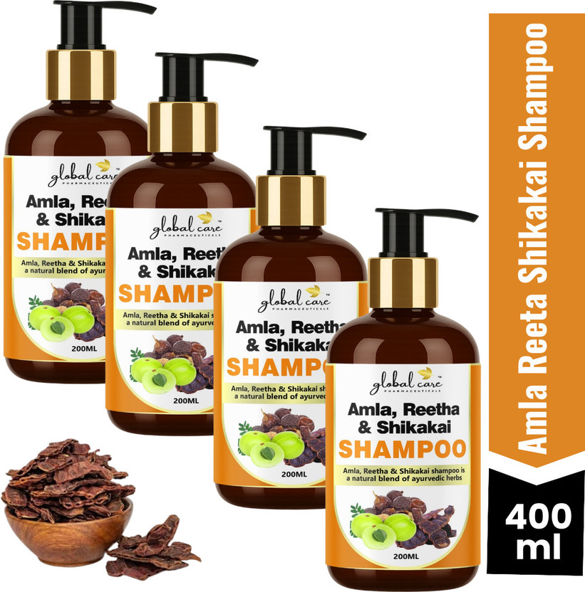 global care (Pack of 4) Amla Reetha Shikakai Shampoo 200ml | Hair & Scalp Care(800 ml)