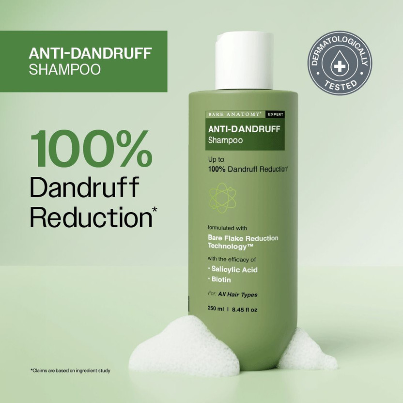 BARE ANATOMY Anti Dandruff Shampoo | Reduces Up to 100% Dandruff & Strengthens Hair(250 ml)
