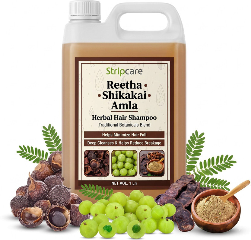 Stripcare Reetha Shikakai Amla Herbal Hair Shampoo | Anti Hair Fall Cleanser (1 Ltr)(1000 ml)