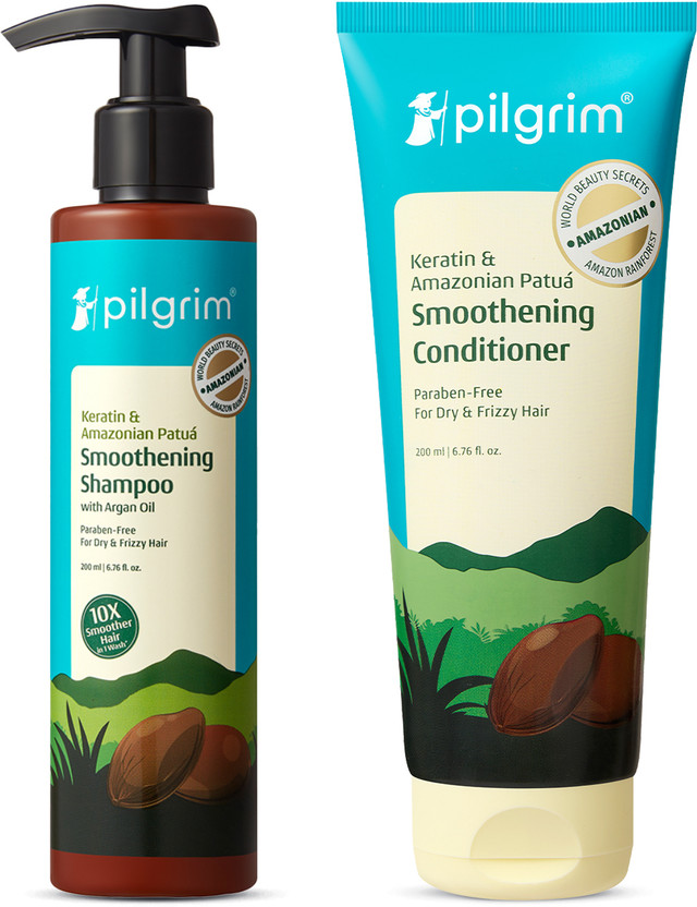 Pilgrim Patua & Keratin Shampoo and Conditioner for Hair|Frizzy & Dry|Men & Women(400 ml)