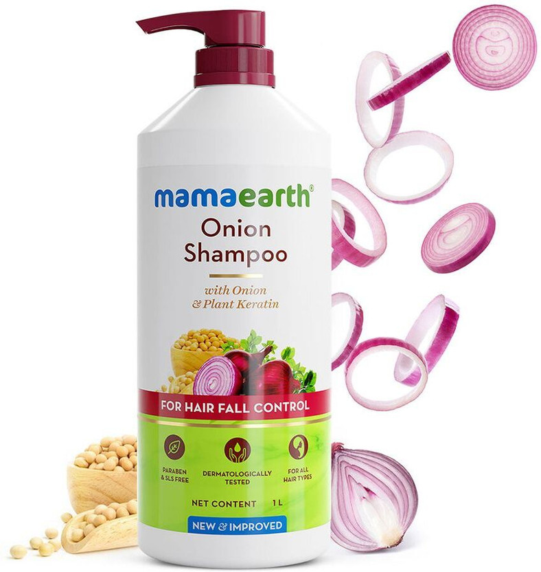 Mamaearth Onion Shampoo for Hair Growth and Hair Fall Control with Onion andPlant Keratin(1 L)