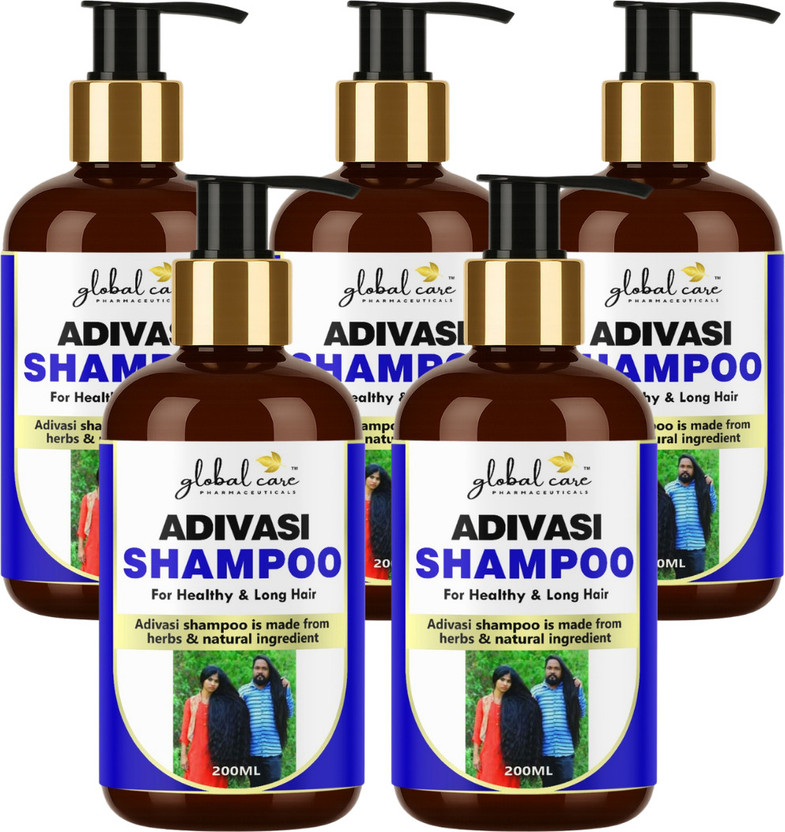 global care (Pack of 5) Adivasi Shampoo 200ml | Hair & Scalp Care | Hair Cleansing(1000 ml)