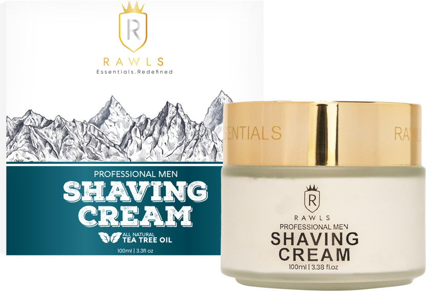 RAWLS Shaving Cream for men|Tea Tree oil, Aloe Vera & Menthol|Creamy & Moisturizing(120 ml)