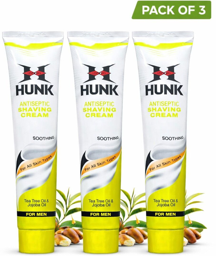 LABOLIA HUNK Antiseptic Shaving Cream with Menthol, Jojoba Oil, Tea Tree Oil - 120gm*3qty(360 g)