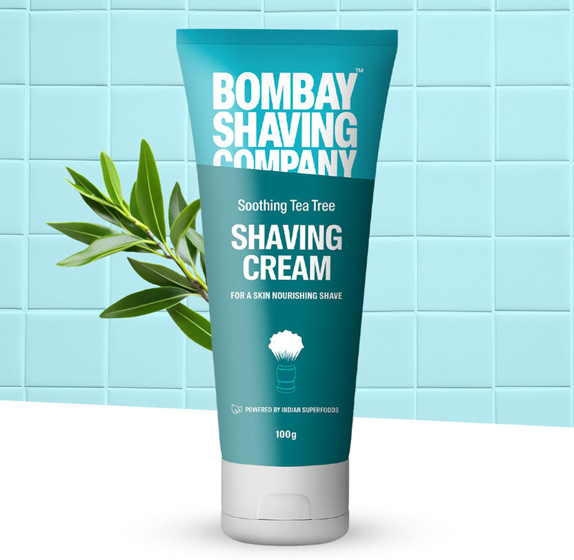 BOMBAY SHAVING COMPANY Shaving Cream with Tea Tree oil, Aloe Vera & Menthol Extracts (100g) | Rich, Creamy & Moisturizing | Made in India(100 g)