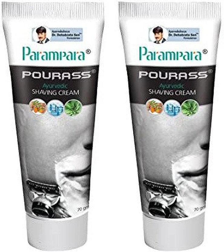 Parampara Ayurved Pourass Shaving Cream (Pack of 2) (75 g)(75 ml)