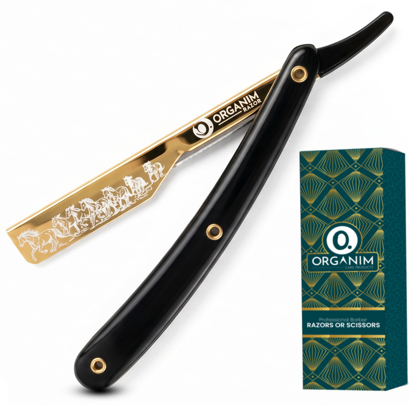 Organim Organim care products Straight Razor – Antique Gold & Black Barber Razor for Men, Men & Women - Flipkart Deal