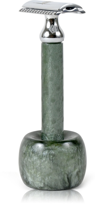 UrbanMooch Resin Handle Double Edge Safety Razor for Men with Stand, Green, Men