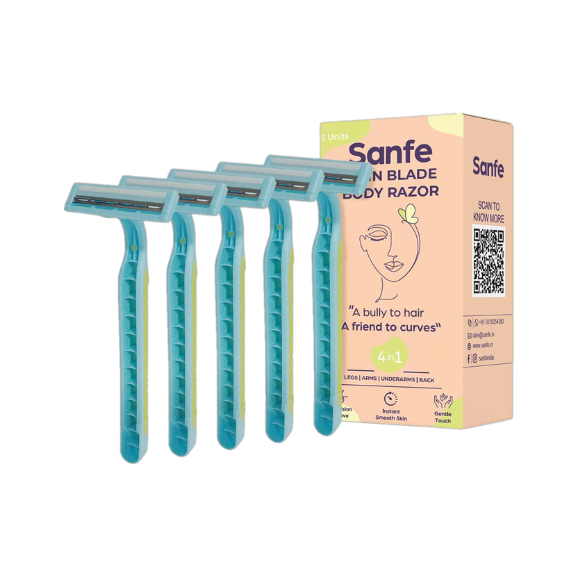 Sanfe Women's Disposable 2-Blade Razor - Smooth Shave for Legs, Arms & Bikini Line, Women(Pack of 5)