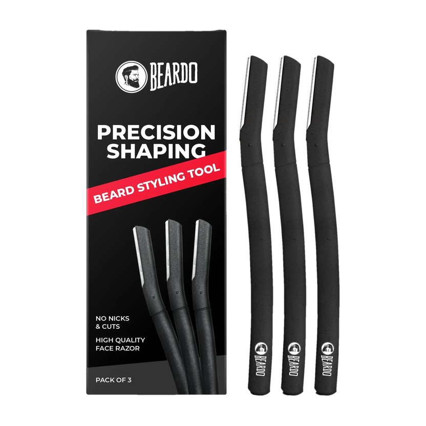 BEARDO Precision Shaping Beard Styling Tool | Face Razor | No Nicks & Cuts|Sharp & Safe, Men(Pack of 3)