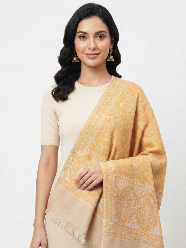 Cozure Cozure Acrylic, Viscose Self Design, Paisley, Floral Print Women Shawl(Yellow, Beige) - Flipkart Deal