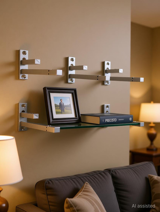 PRECISTO Glass Shelf Bracket 10 Shelf Bracket(Stainless Steel)