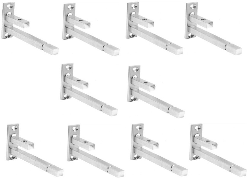 PRECISTO Glass Shelf Bracket 10 Shelf Bracket(Stainless Steel)