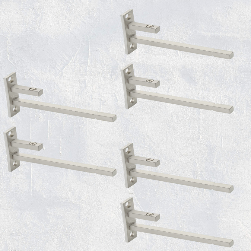 Vmd 6"heavy S.S Adjustable F Type Glass self bracket, support, holder for 6 to 12 mm glass, acrylic, Mdf bord, Matt Finish, (Pack of 6) Shelf Bracket(Stainless Steel)
