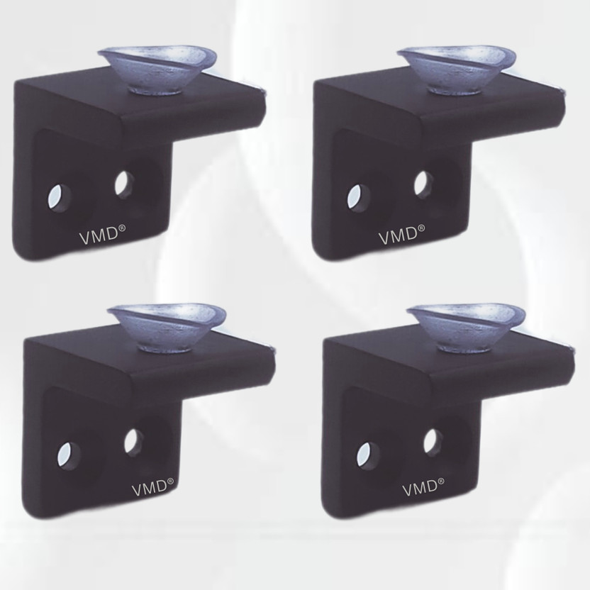 Vmd Heavy S.S (5 mm) Glass Shelf support (BLACK) Mounting, Fixing Pegs Brackets, holder, L bet, Cup for Glass Shelves,Cabinet Display, (PACK OF 4) Shelf Bracket(Stainless Steel)