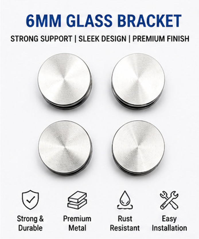 UJ UJ ENTERPRISES Premium 6mm Glass Bracket for Glass Shelves |Pack of 4 30mm Shelf Bracket(Stainless Steel) - Flipkart Deal