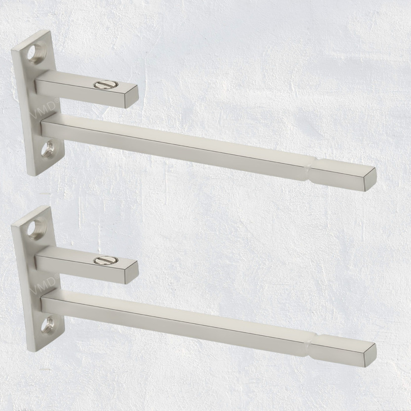 Vmd 4" Adjustable F Type Glass self bracket, support, holder for 6 to 12 mm glass, acrylic, Mdf bord, Matt Finish, (Pack of 2) Shelf Bracket(Stainless Steel)
