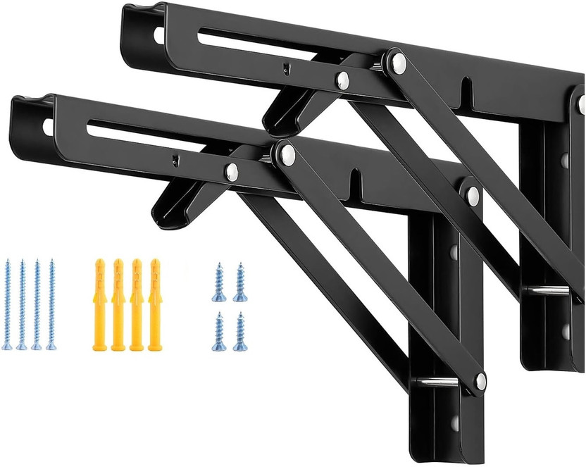 TROVEXX TROVEXX Metal Collapsible Folding Shelf Bracket for Workbench Folding Table 30cm Stainless Steel Wall Shelf(Number of Shelves - 2, Black) - Flipkart Deal
