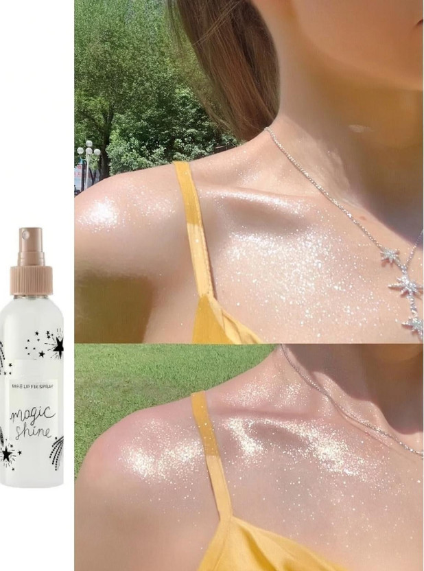 HUZURLU High Pigment Body Oil Bronzer illuminator Glitter Private Label Body Shimmer(GOLD SHIMMERY)