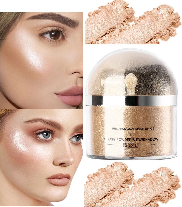 Emijun GOLD GOLD SHIMMER LOOSE POWDER FOR FACE MAKEUP 2IN1 HIGHLIGHTER(Gold)