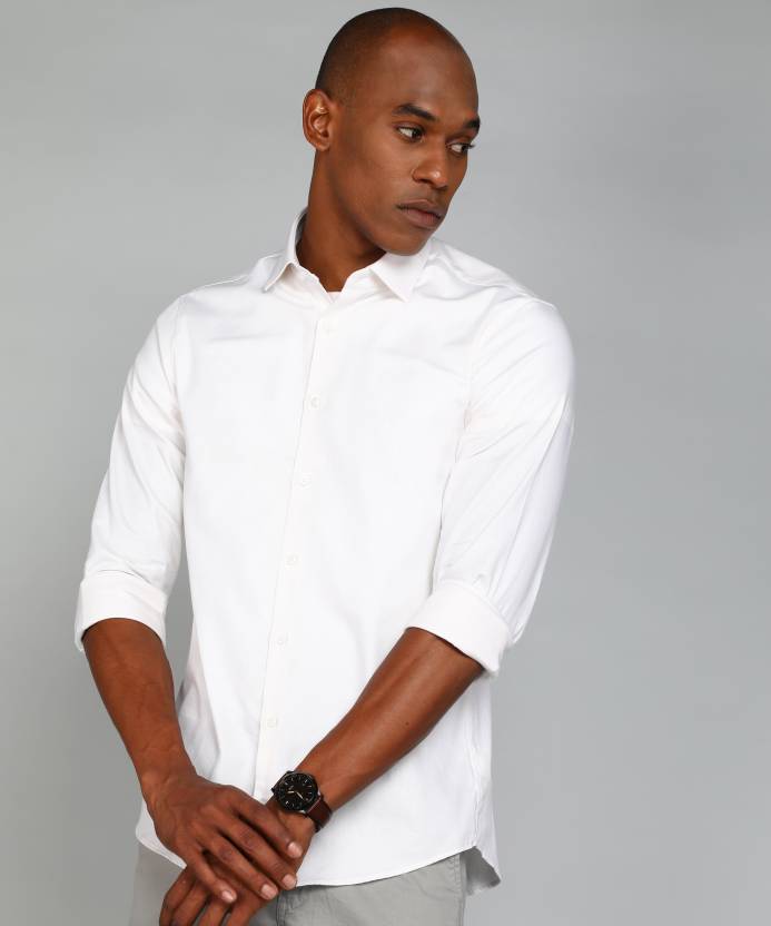 Calvin Klein Jeans Men Self Design Casual White Shirt - Buy Calvin Klein  Jeans Men Self Design Casual White Shirt Online at Best Prices in India |  