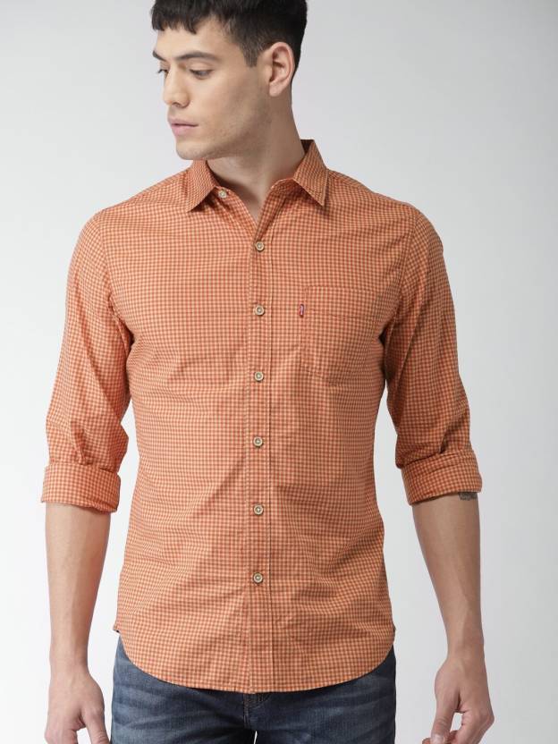 LEVI'S Men Checkered Casual Orange Shirt - Buy Orange LEVI'S Men Checkered  Casual Orange Shirt Online at Best Prices in India 