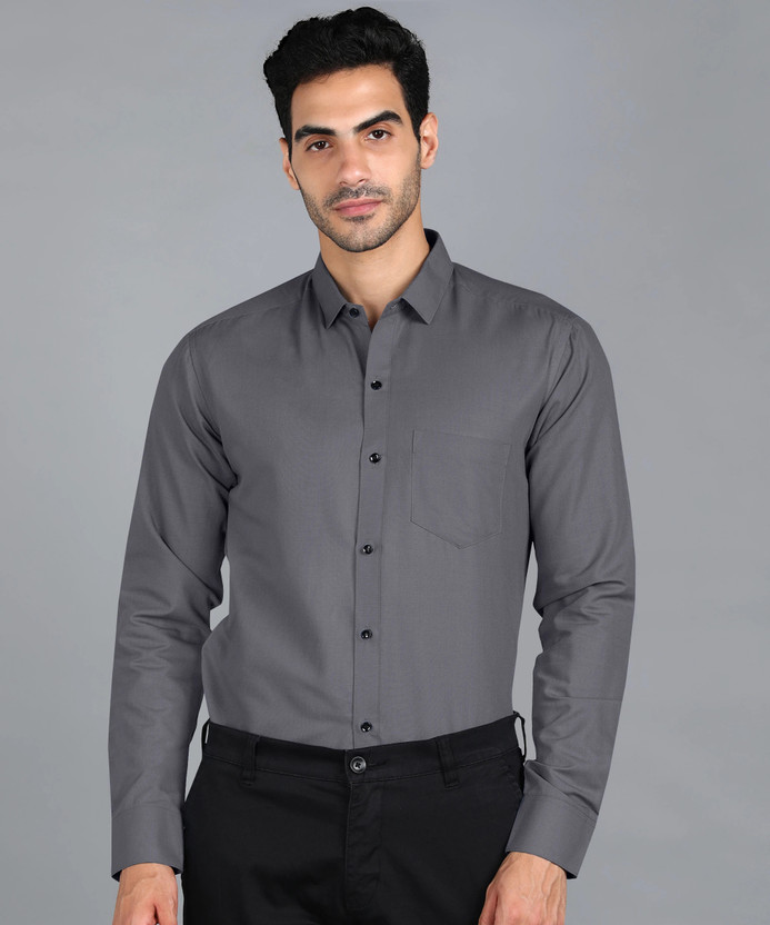 STONEBERG Men Solid Casual Grey Shirt