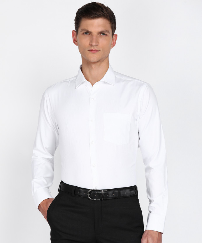 PARK AVENUE Men Striped Formal White Shirt