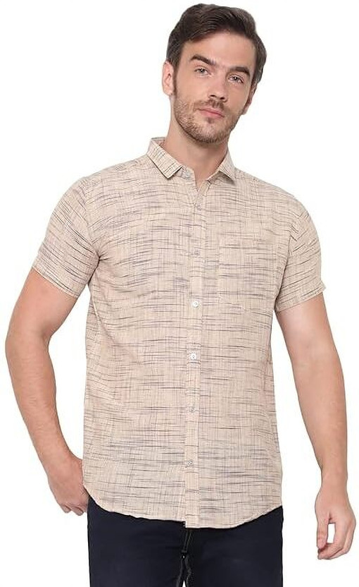 isdfabric Men Self Design Casual Pink Shirt