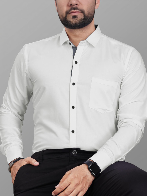 METRONAUT Men Solid Casual White Shirt