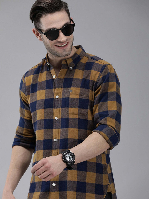 THE THE BEAR HOUSE Men Checkered Casual Brown Shirt - Flipkart Deal