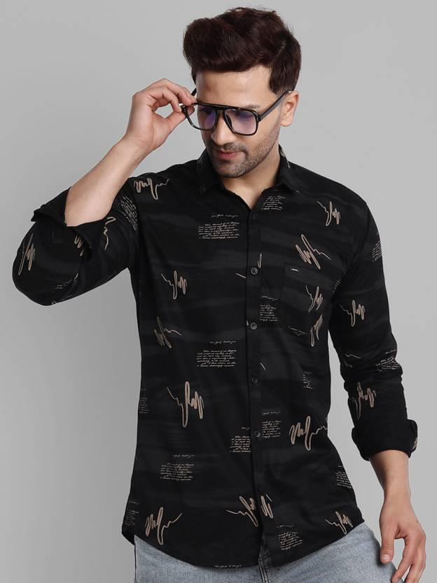 Manieren wijk belofte Majestic Man Men Printed Casual Black Shirt - Buy Majestic Man Men Printed  Casual Black Shirt Online at Best Prices in India | Flipkart.com