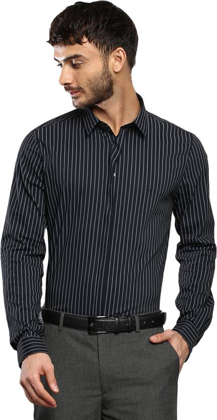 Calvin Klein Men Striped Formal Black, White Shirt - Buy Calvin Klein Men  Striped Formal Black, White Shirt Online at Best Prices in India |  