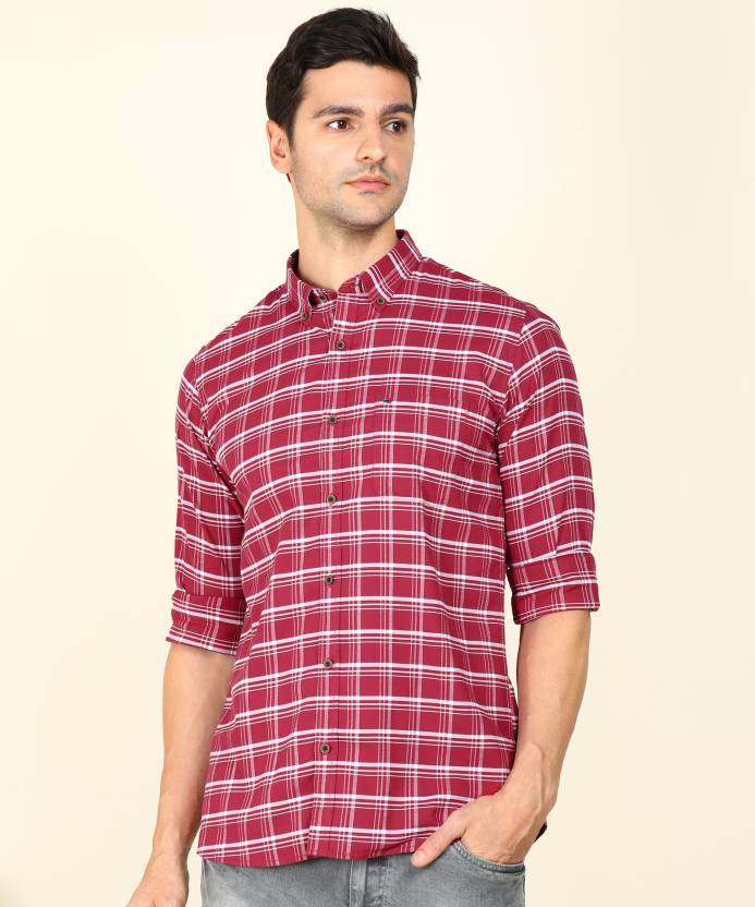 Peter England Men Checkered Casual Maroon Shirt - Buy Peter England Men  Checkered Casual Maroon Shirt Online At Best Prices In India | Flipkart.Com