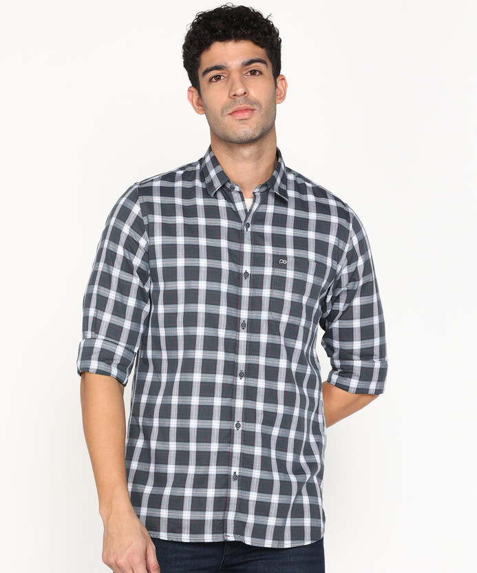 PETER ENGLAND Men Checkered Casual Blue