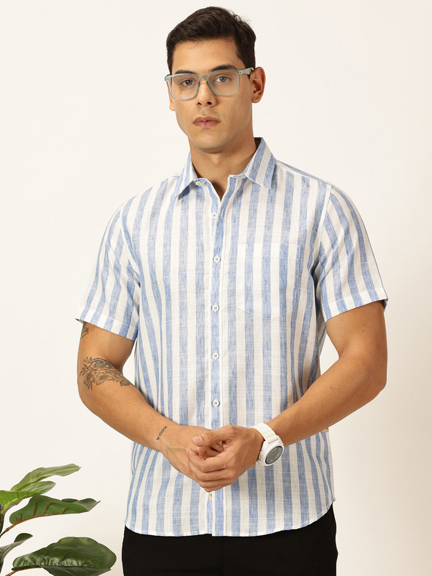 THOMAS SCOTT Men Striped Casual Blue Shirt