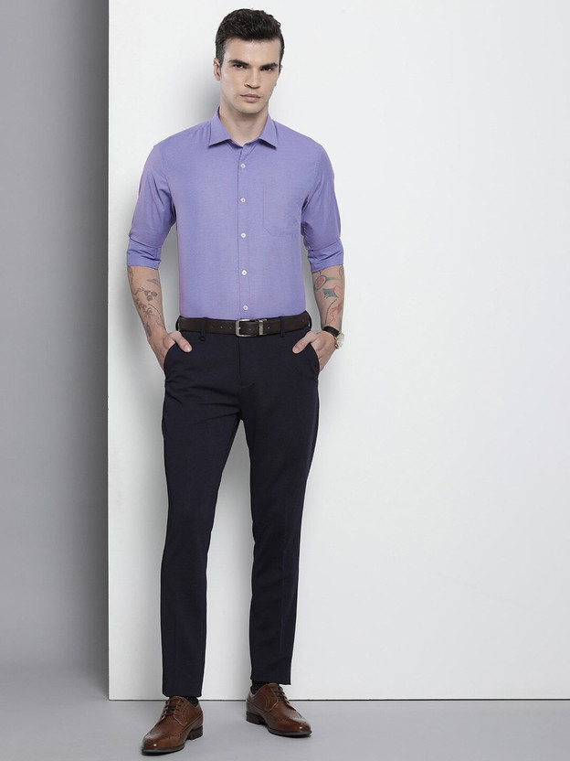 The Indian Garage Co. Men Solid Formal Blue Shirt