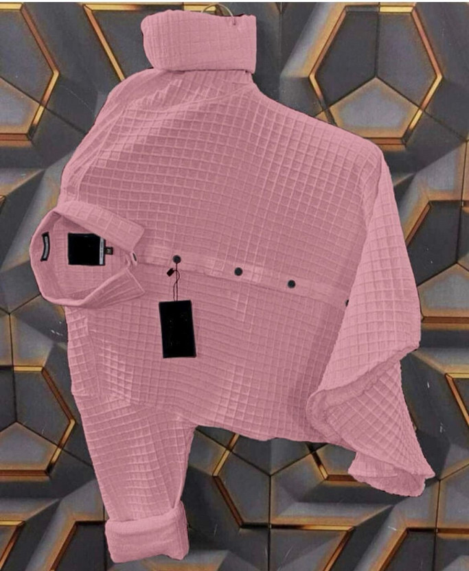 SHIVNSH CREATIVE Men Self Design Casual Pink Shirt