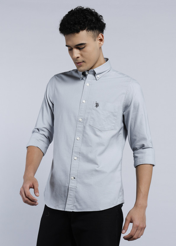 U.S. POLO ASSN. Men Solid Casual Grey Shirt