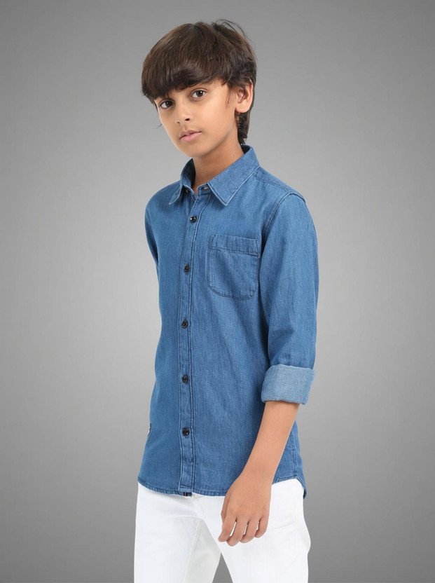 ROCKET ROCKET SCIENCE Boys Solid Casual Blue Shirt - Flipkart Deal